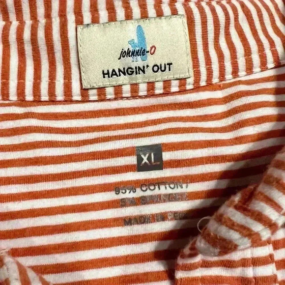 Johnnie-O Hangin Out Men’s Golf Polo Size XL Orange Stripe Soft Cotton Knit - Picture 4 of 7